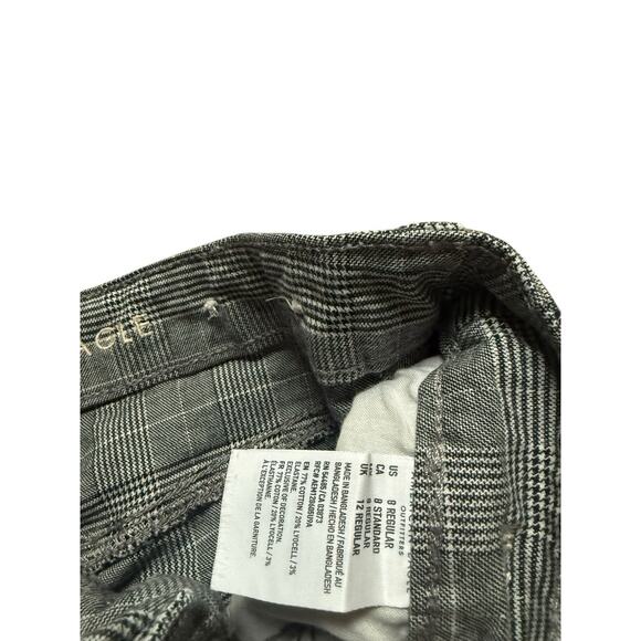 American Eagle Women's Black Grey Plaid Mini Skirt Button Zipper Front‎ size 8 - Picture 4 of 6